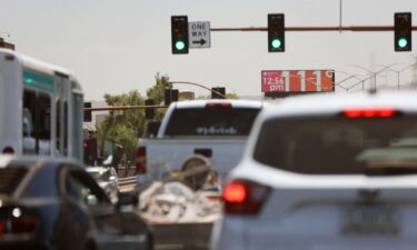 A billboard displays the temperature as Phoenix breaks a heat record of 19 consecutive days above 110 degrees Fahrenheit on July 18.