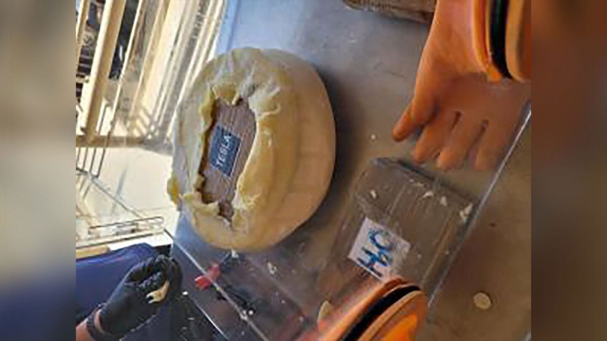 <i>U.S. Customs and Border Protection</i><br/>U.S. Customs and Border Protection officers seized wheels of cheese filled with cocaine at the Texas border.