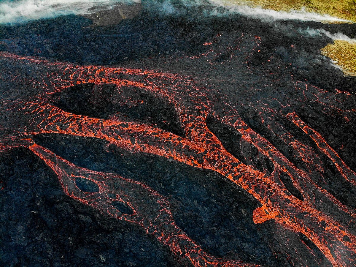 <i>Kristinn Magnusson/AFP/Getty Images</i><br/>Streams of lava near Litli Hrutur