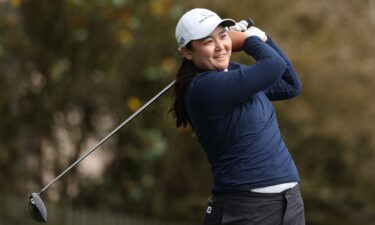 Allisen Corpuz reacts to her shot from the 15th tee during the final round of the 78th U.S. Women's Open on July 09