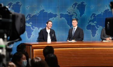 Pete Davidson and anchor Colin Jost during Weekend Update in 2022.