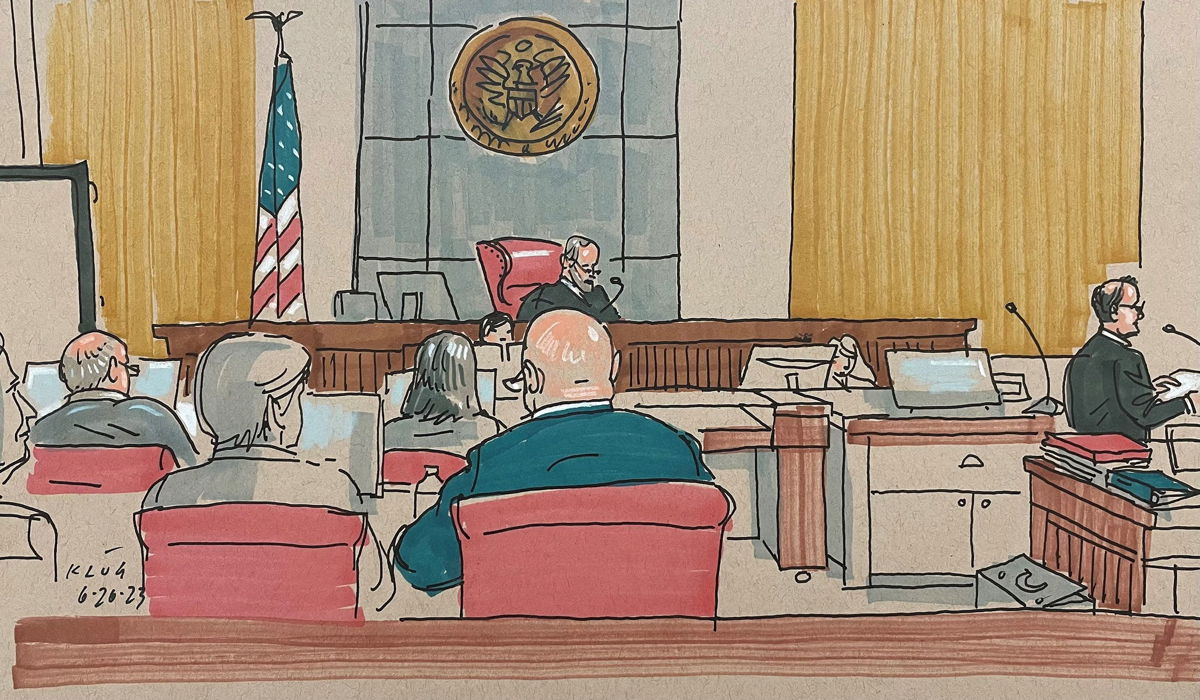 <i>David Klug</i><br/>A scene from court during the eligibility phase of the Pittsburgh synagogue trial on June 26.