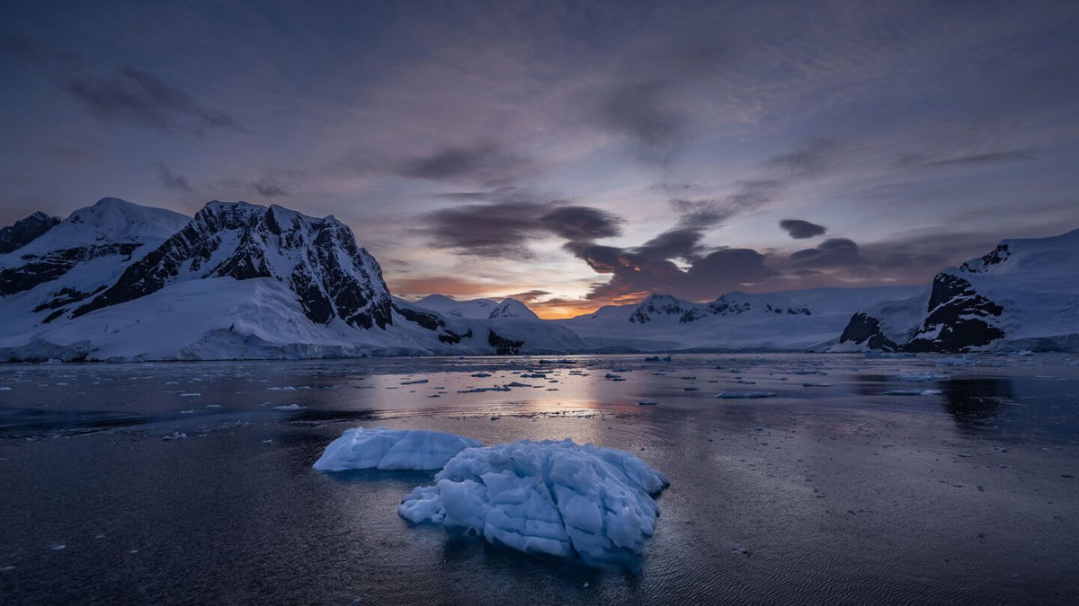 Melting icebergs are seen on Horseshoe Island in Antarctica on February 26.