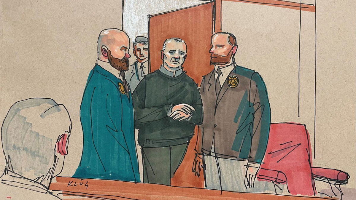 <i>David Klug</i><br/>Robert Bowers is shown walking into court in a sketch