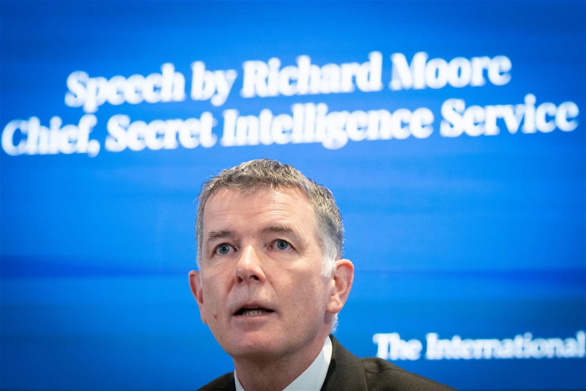 <i>Stefan Rousseau/PA Images/Getty Images/File</i><br/>MI6 Chief Richard Moore speaks at the International Institute for Strategic Studies