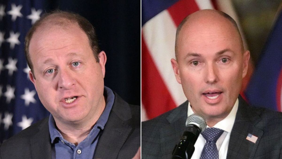 <i>AP/Getty Images</i><br/>Governors Jared Polis (left) and Spencer Cox are seen here in a split image.