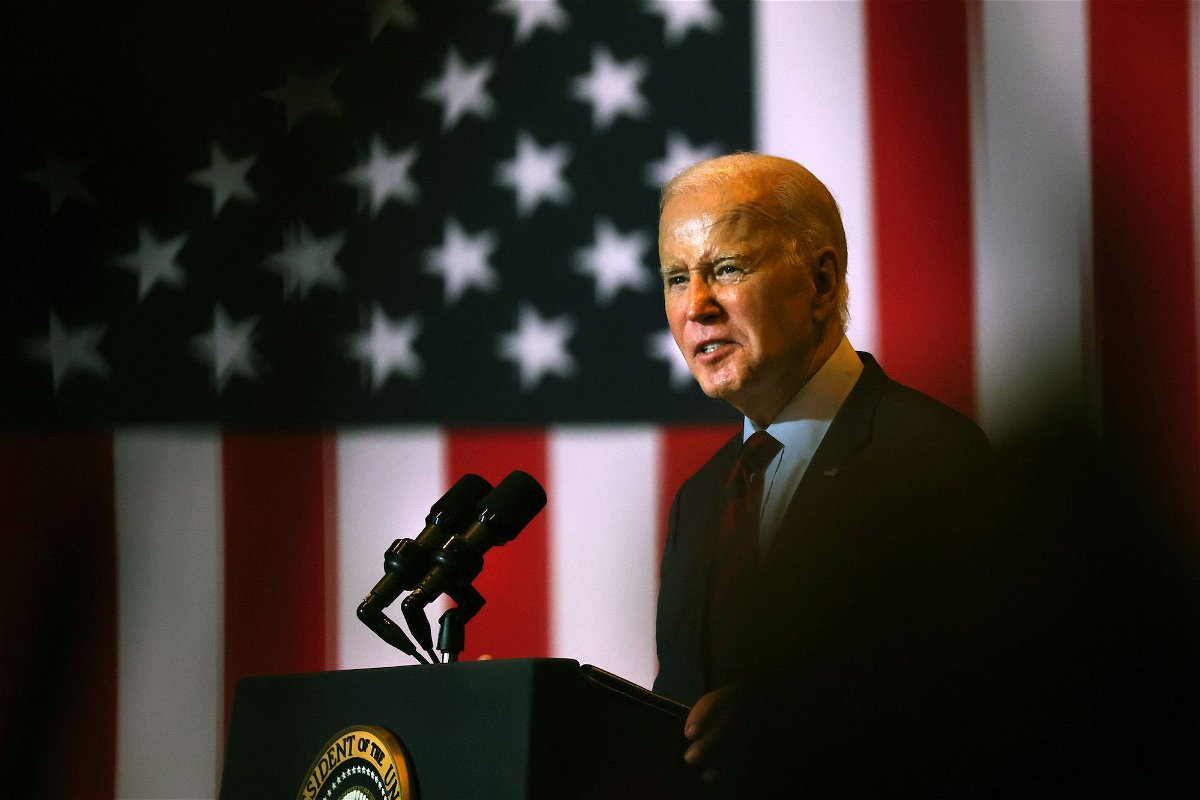 <i>Spencer Platt/Getty Images</i><br/>U.S. President Joe Biden speaks on renewable energy at the Philly Shipyard on July 20 in Philadelphia