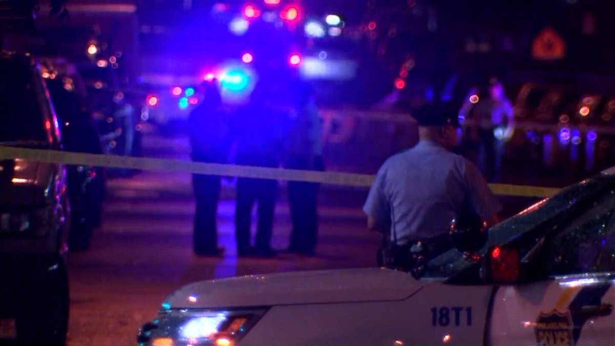 <i>KYW</i><br/>Police gathered Monday night at a shooting scene in southwestern Philadelphia.