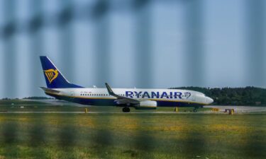 Ryanair is planning to return to Ukraine within weeks after the war ends. Pictured is a Ryanair plane taxiing at the airport in Gdansk