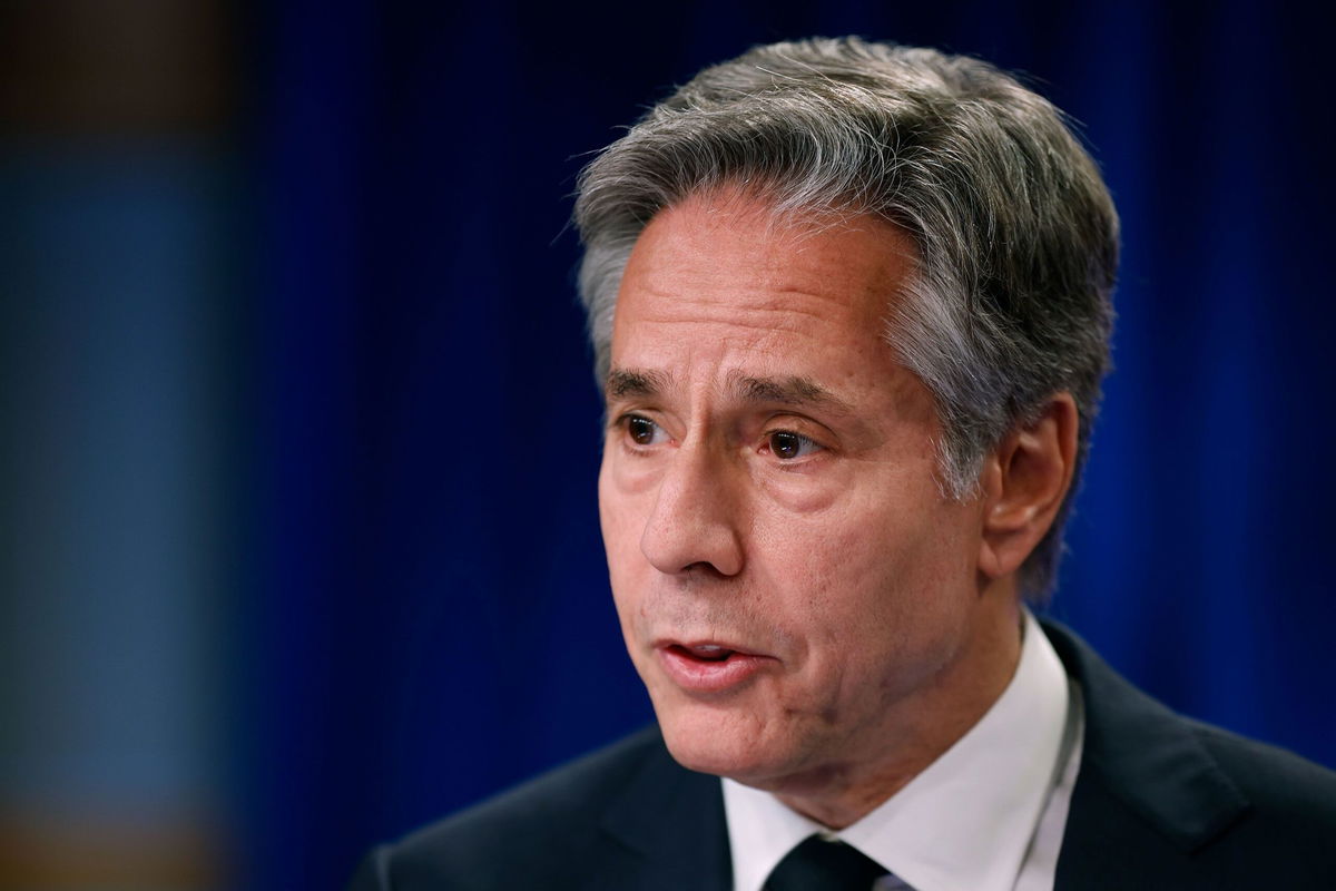 <i>Chip Somodevilla/Getty Images</i><br/>US Secretary of State Antony Blinken talks to reporters at the State Department in Washington