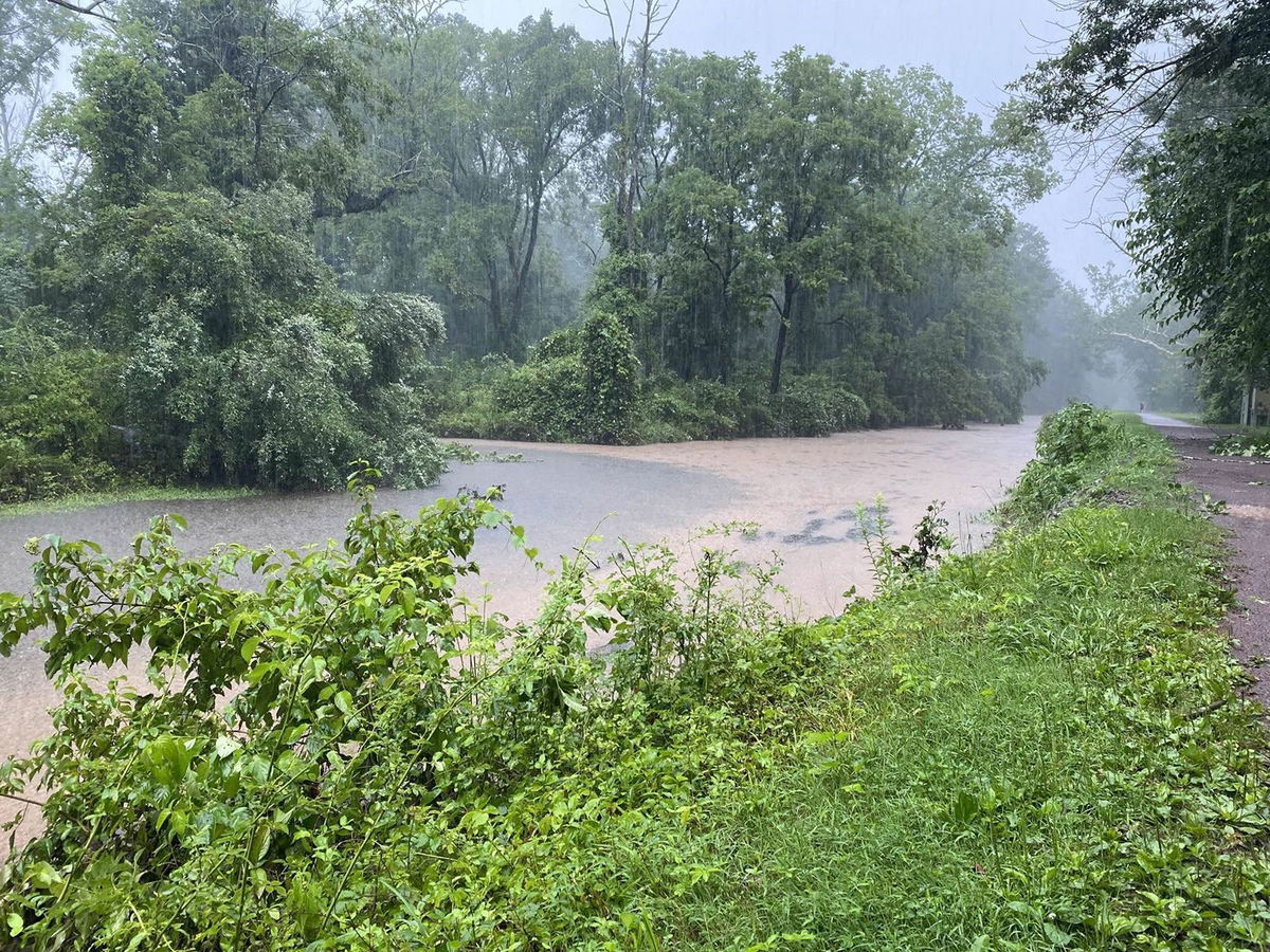 <i>Michele Haddon/USA TODAY/Imagn</i><br/>Waterways seen swollen Sunday after heavy rains dumped up to 6 inches of water in parts of Bucks County