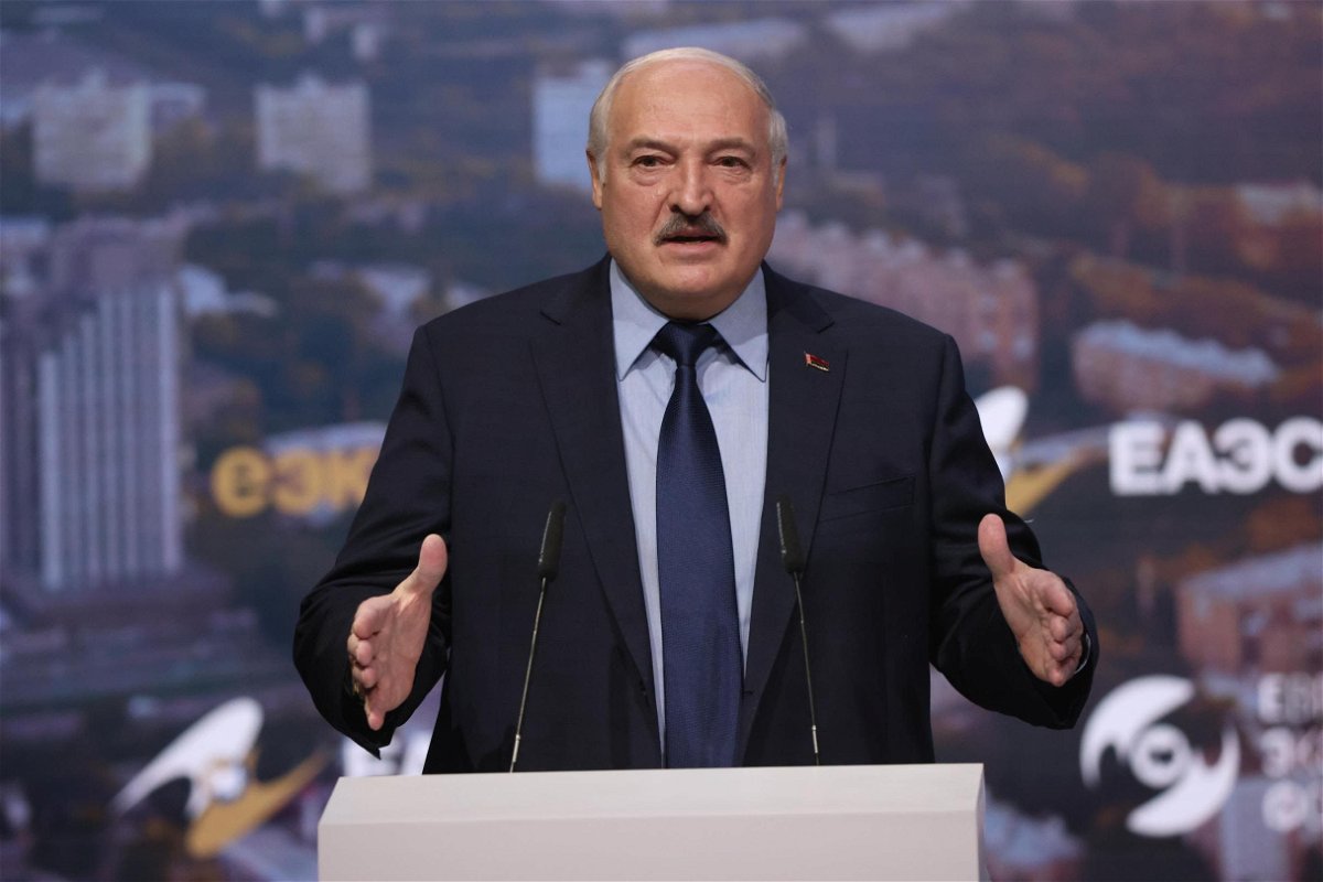 <i>Stringer/Getty Images/FILE</i><br/>Belarusian President Alexander Lukashenko is pictured here at the 2nd Eurasian Economic Forum