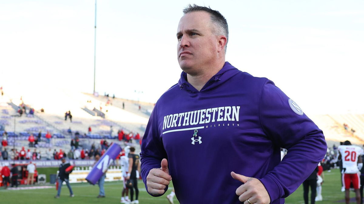 <i>Michael Reaves/Getty Images</i><br/>Head football coach Pat Fitzgerald of the Northwestern Wildcats at Ryan Field in Evanston