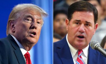 Former President Donald Trump (left) and former Arizona Gov. Doug Ducey are seen here in a split image.