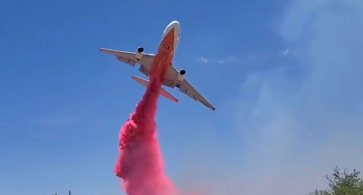 <i>Rich Jones/AZ State Forestry/Twitter</i><br/>Aircraft supports the hand crews and engines on the Adams Robles Complex fires in southeastern Arizona.