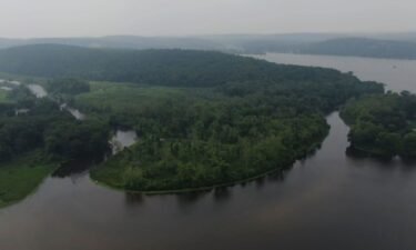 An aerial view of Selden Neck State Park in Lyme