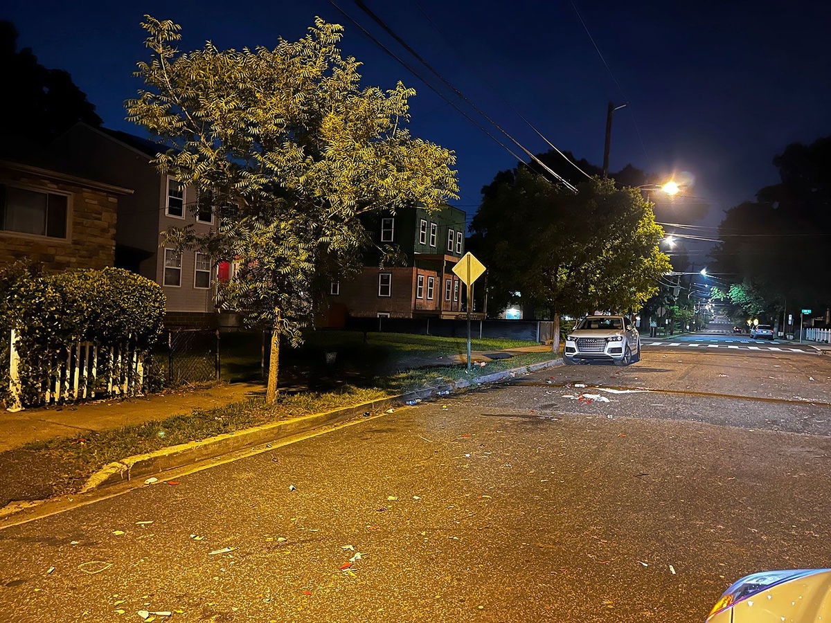 <i>Luis Urbina/WJLA-TV/AP</i><br/>Meade Street after people were shot in Washington