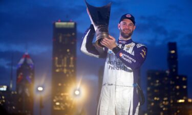 Shane Van Gisbergen celebrates in victory lane after winning the NASCAR Cup Series Grant Park 220 at the Chicago Street Course on Sunday.