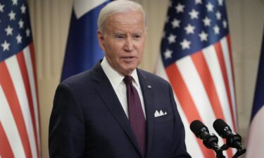 President Joe Biden addresses a joint press conference with Finland's president in Helsinki on July 13. Biden raised $72 million for his reelection effort and for the Democratic Party in his first quarter of fundraising since announcing his reelection bid.