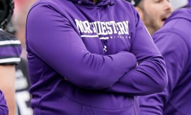 Northwestern head coach Pat Fitzgerald watches during an NCAA college football game against Ohio State in Evanston