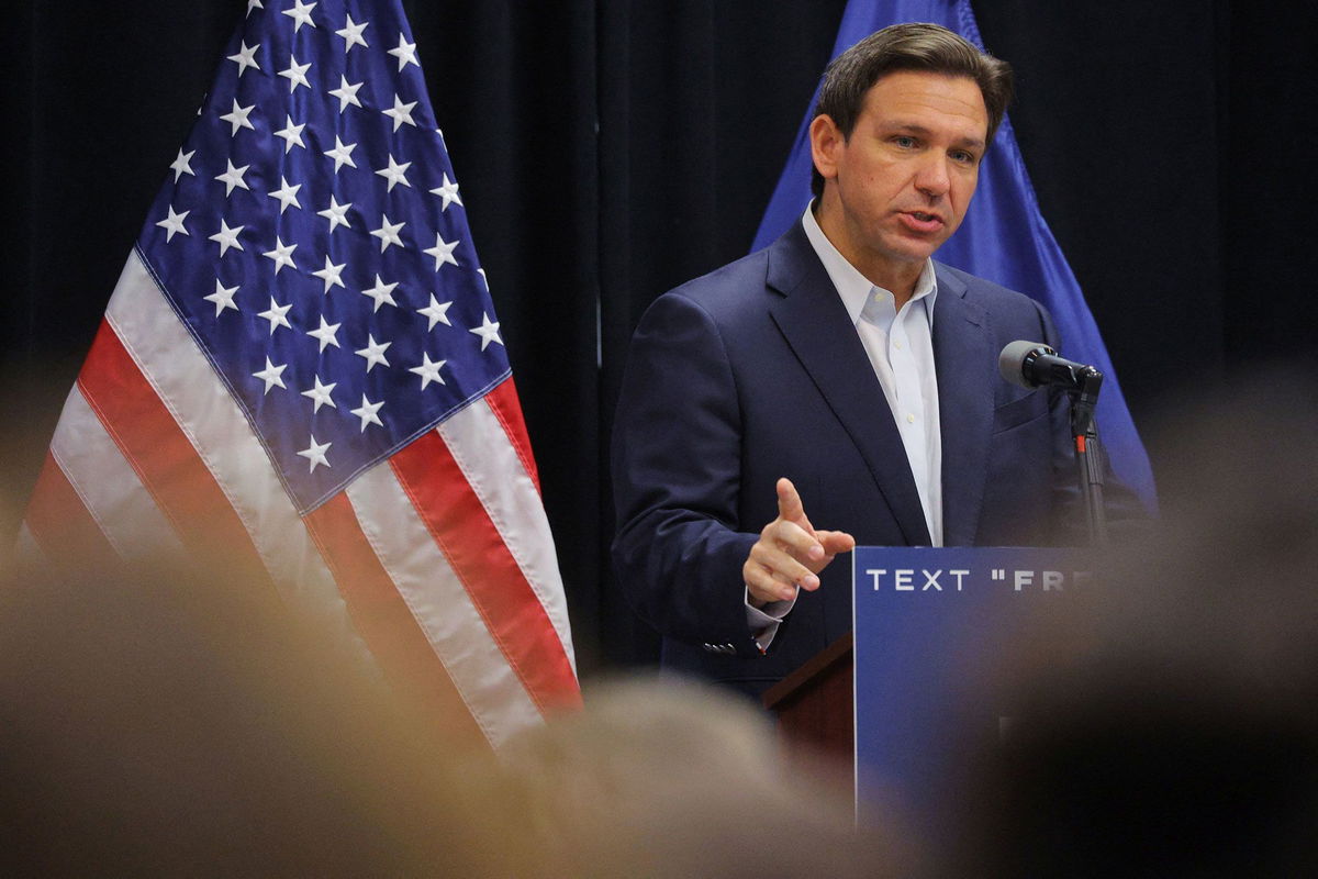 <i>Brian Snyder/Reuters</i><br/>Republican presidential candidate and Florida Governor Ron DeSantis speaks at a campaign event in Rochester