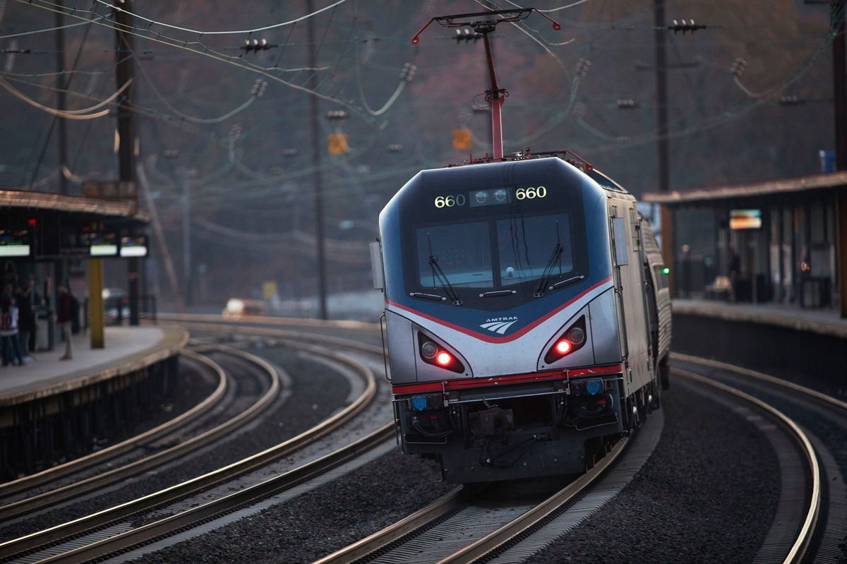 <i>David Boe/AP/FILE</i><br/>This file photo shows an Amtrak Keystone Service train from New York to Harrisburg