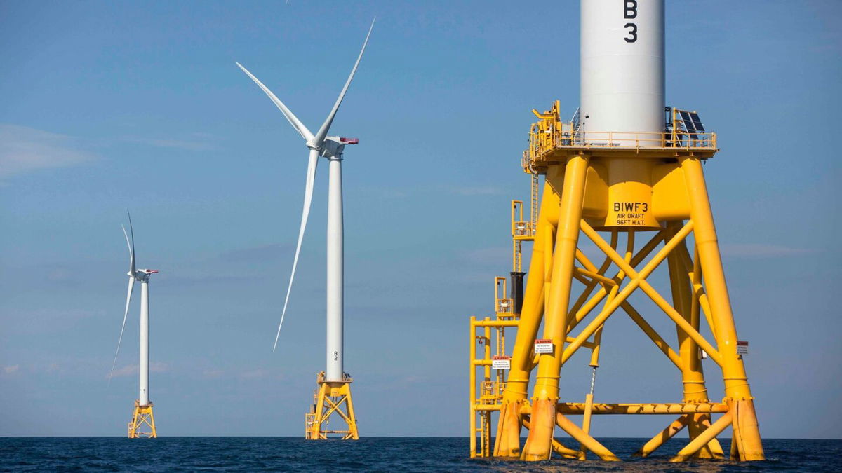 <i>Michael Dwyer/AP</i><br/>Offshore wind turbines stand near Block Island