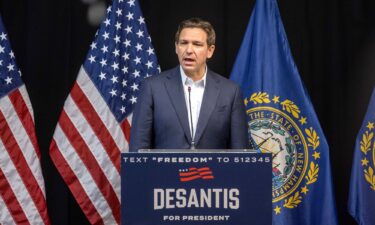 Florida Gov. Ron DeSantis delivers remarks during his "Our Great American Comeback" Tour stop on June 1 in Laconia