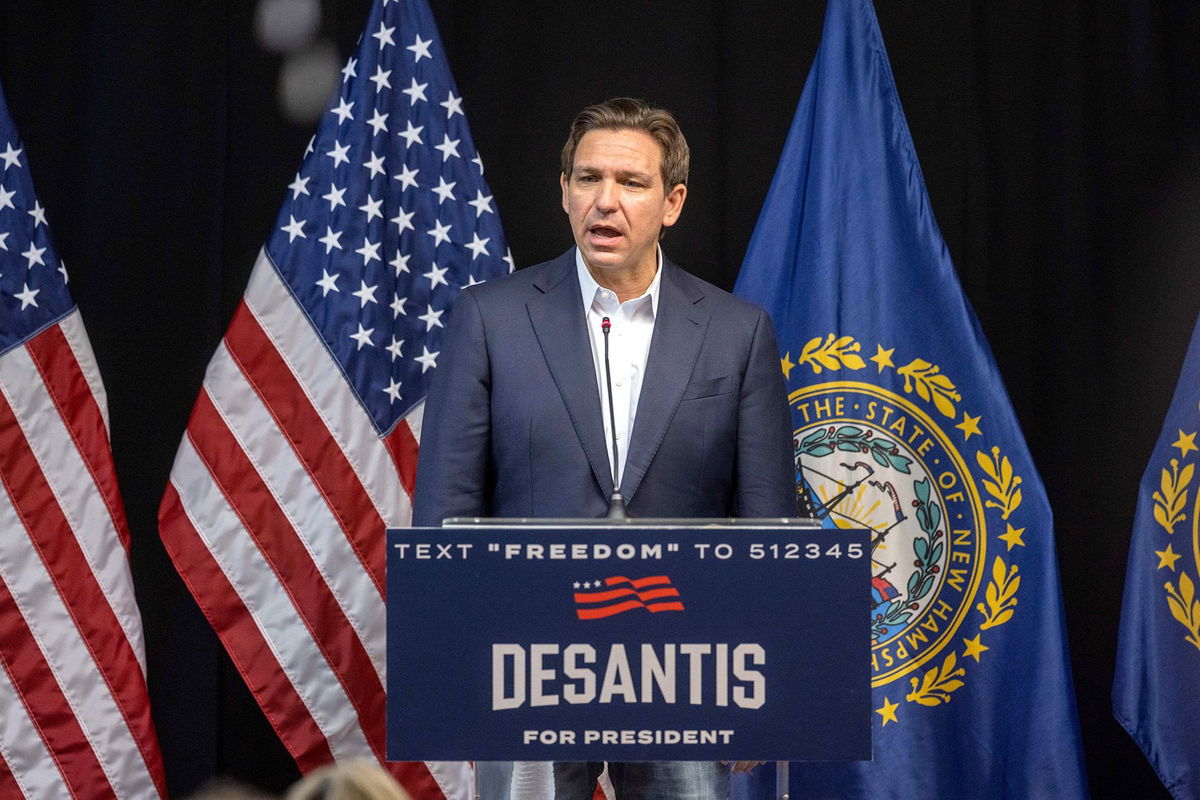 <i>Scott Eisen/Getty Images</i><br/>Florida Gov. Ron DeSantis delivers remarks during his 