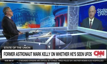 Mark Kelly is pictured here in an interview with CNN's Jake Tapper on State of the Union.