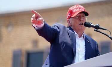 Former President Donald Trump speaks to crowd during a campaign event on July 1 in Pickens