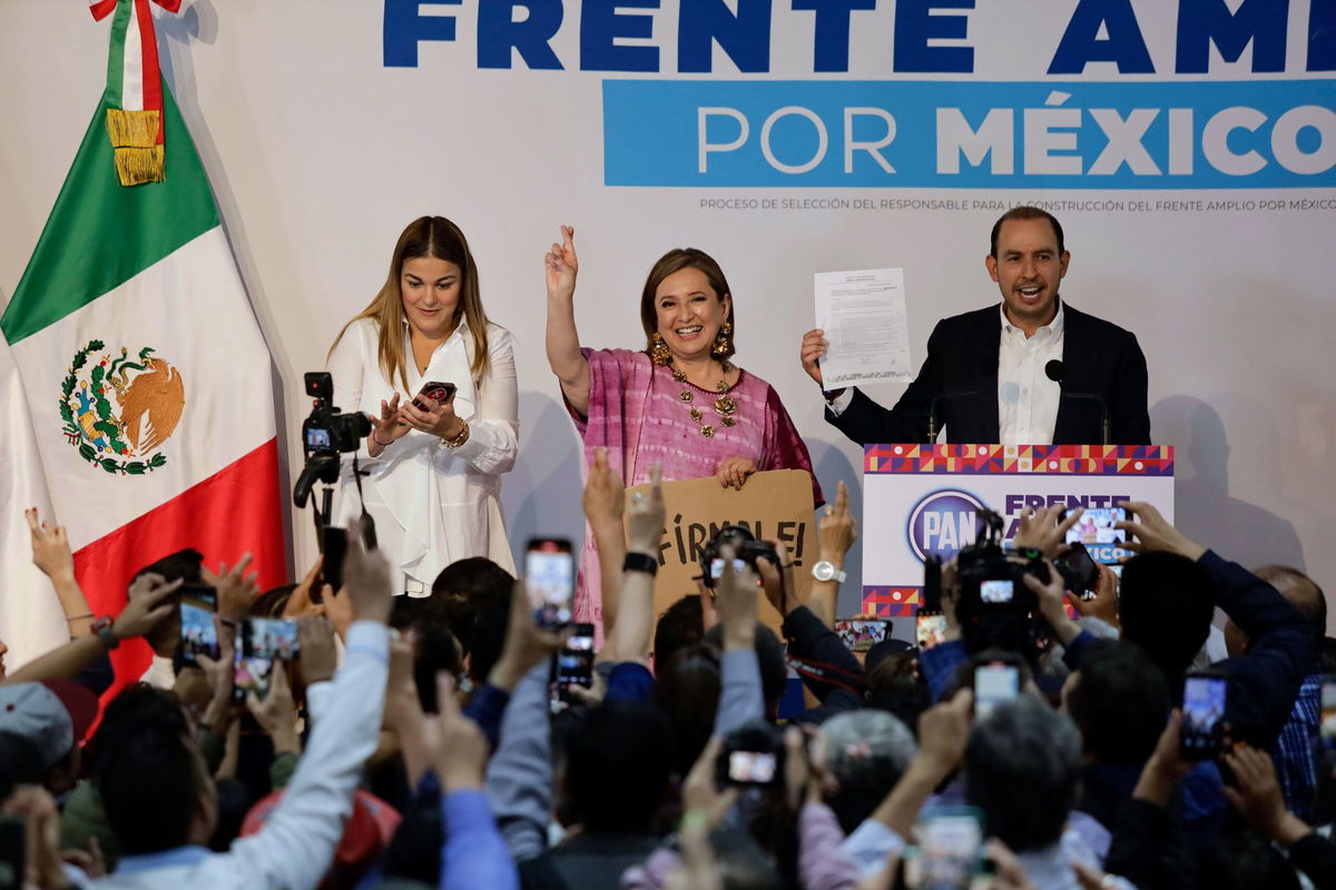 <i>Gerardo Vieyra/NurPhoto/Getty Images</i><br/>Xochitl Galvez at the premises of the National Action Party.