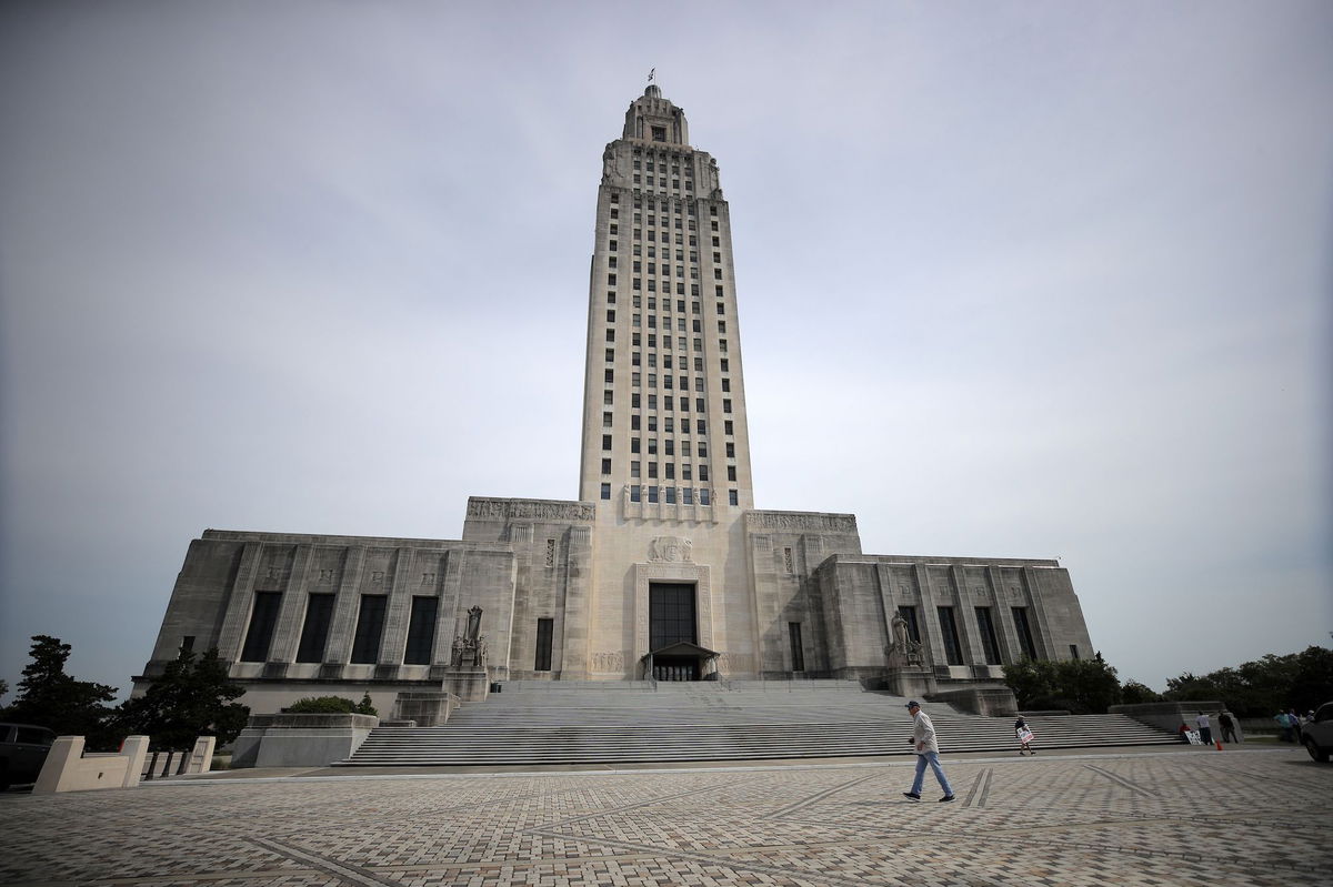 <i>Chris Graythen/Getty Images/File</i><br/>A general view of the Louisiana State Capitol prior to a rally against Louisiana's stay-at-home order and economic shutdown on April 17