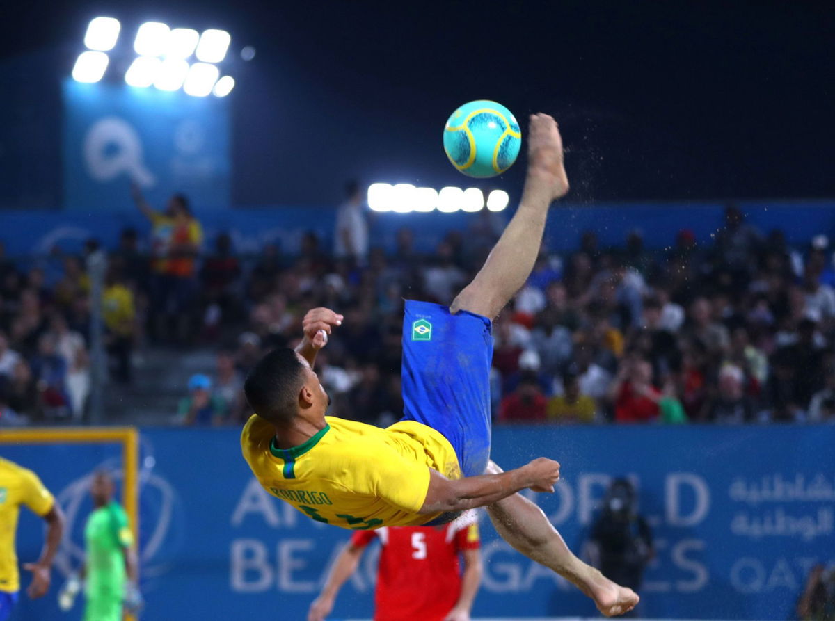 <i>Ibraheem Al Omari/Reuters/FILE</i><br/>Beach soccer at the ANOC World Beach Games in Doha