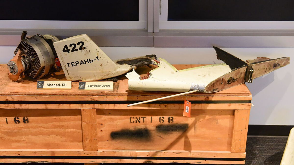 <i>Courtesy US Defense Intelligence Agency Office of Corporate Communications</i><br/>Components from an Iranian-made drone recovered in Ukraine in a photo shared by the US Defense Intelligence Agency's Office of Corporate Communications.