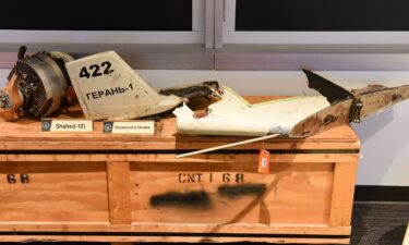 Components from an Iranian-made drone recovered in Ukraine in a photo shared by the US Defense Intelligence Agency's Office of Corporate Communications.