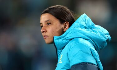 Sam Kerr looks on ahead of her team's World Cup opener against Ireland.