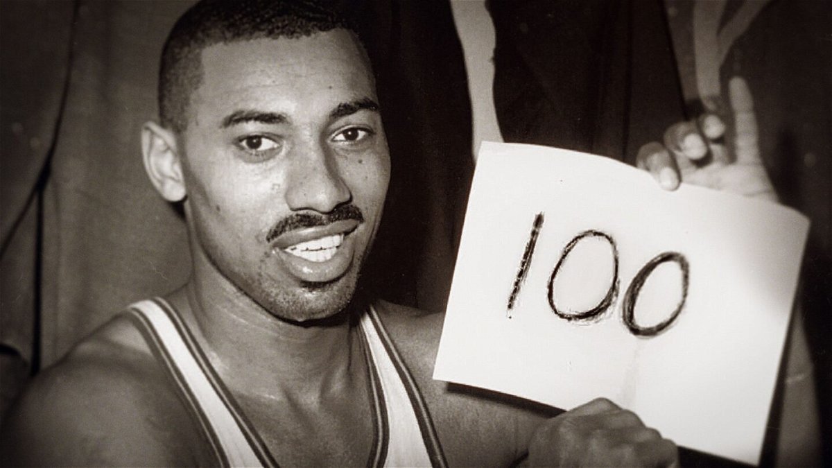 <i>Courtesy SHOWTIME</i><br/>Wilt Chamberlain after his 100-point game