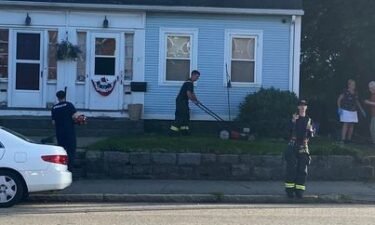 A fire crew in Quincy helped out an elderly man mow his lawn after he was struggling to tackle the chore on Tuesday.