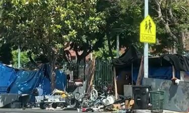 A homeless encampment in Hollywood outside of Larchmont Charter School is growing