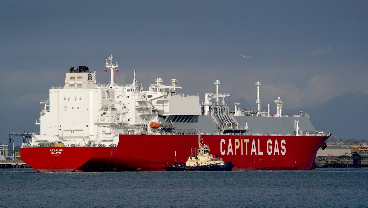 An LNG ship arriving at a UK terminal from Australia in August 2022, carrying a cargo from the North West Shelf project.