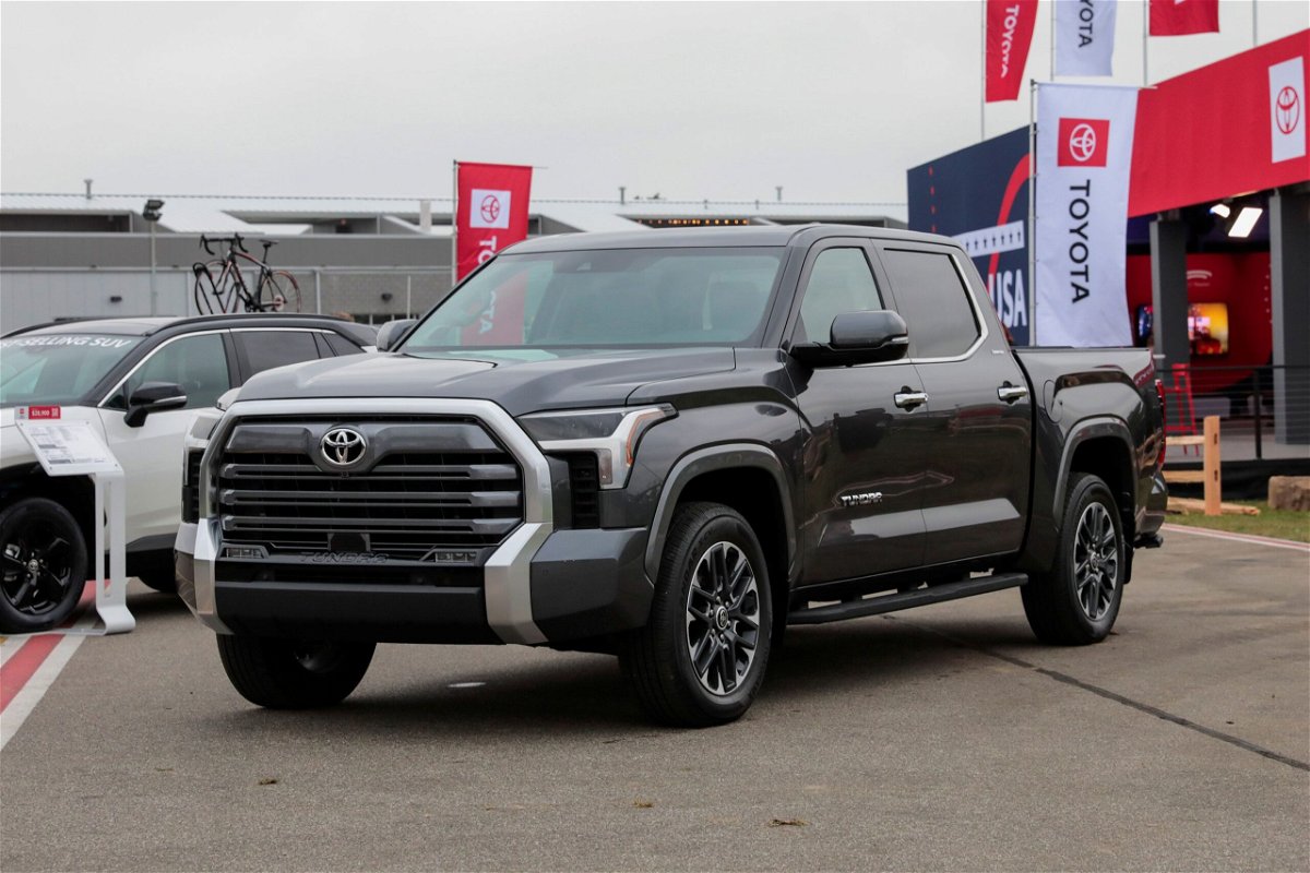 The 2022 Toyota Tundra is pictured during the Motor Bella auto show in Pontiac, Michigan, on September 21, 2021.