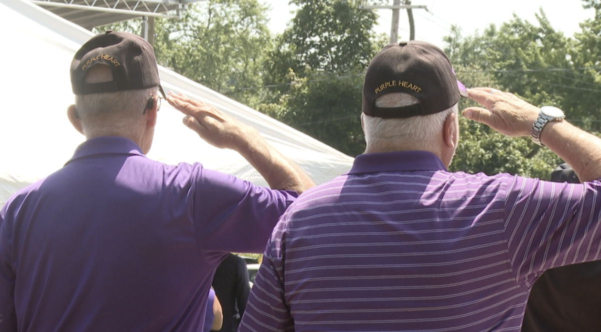 <i>Hannah Ferrera/WKBW</i><br/>The new Purple Heart monument has the names of local heroes etched into it. This year's ceremony went beyond the book though