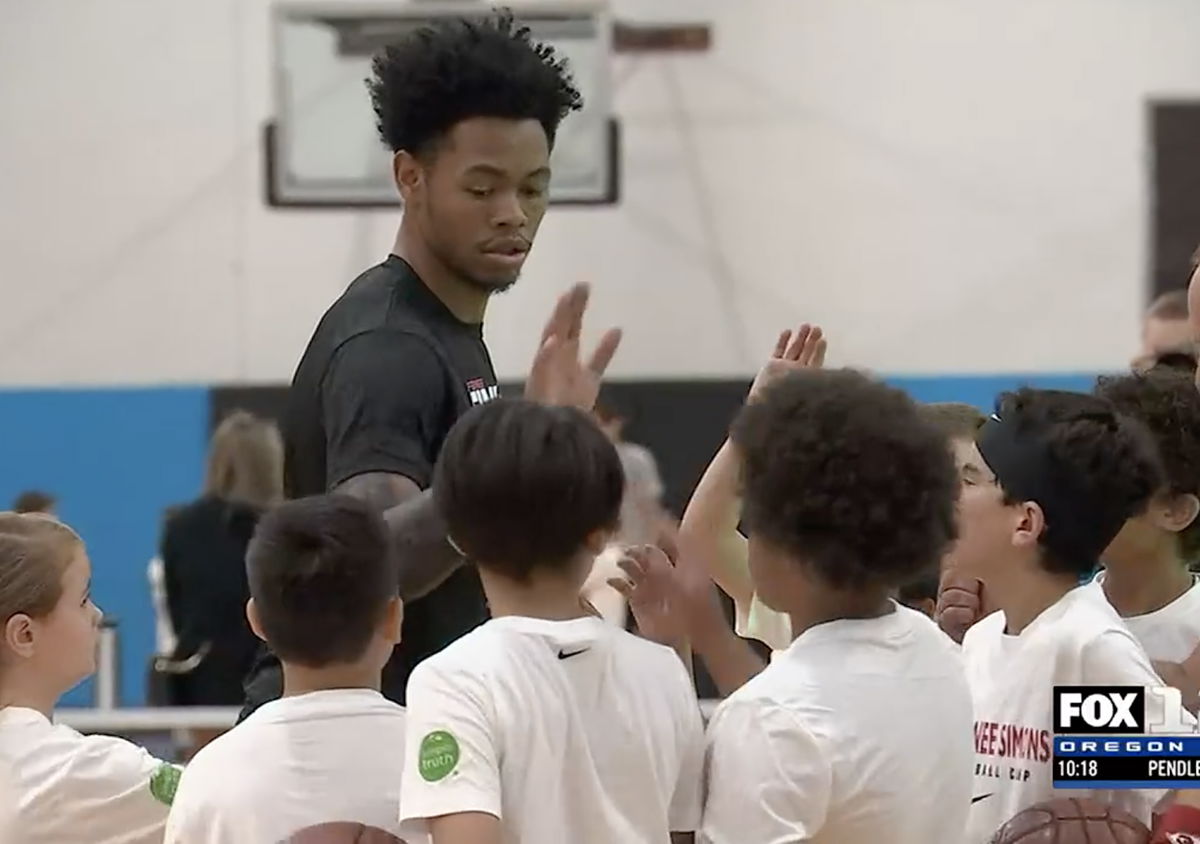 <i>KPTV</i><br/>Trail Blazers star Anfernee Simons made a few new friends Saturday morning as Simons hosted his first kids camp at the Beaverton Hoop YMCA.