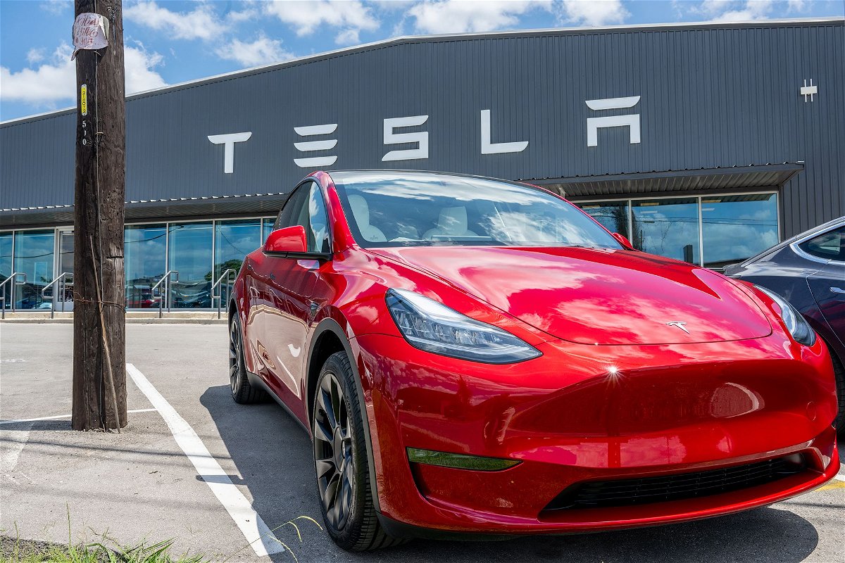 <i>Brandon Bell/Getty Images</i><br/>A Tesla Model Y is seen on a Tesla car lot.