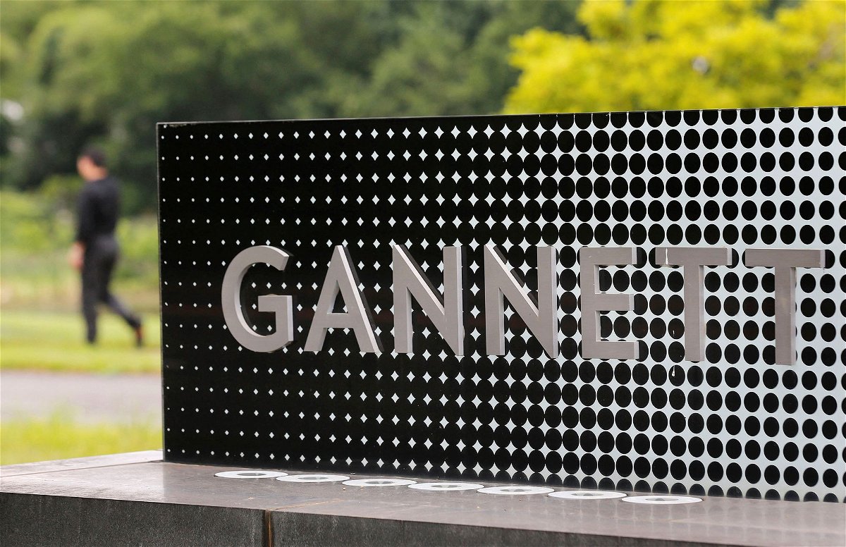 <i>Larry Downing/Reuters</i><br/>Newspaper chain Gannett has paused the use of an artificial intelligence tool to write high school sports dispatches. The logo of Gannett Co is seen outside their corporate headquarters in McLean