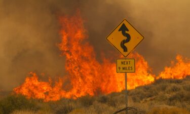 Flames rise from the York Fire on Ivanpah Rd. on Sunday