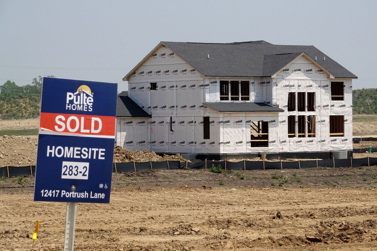 A home is under constuction at a housing development on June 21 in Lemont, Illinois. US housing starts climbed more than 20% last month which has helped lumber futures climb nearly 9% over the same period.