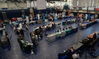 Attendees at a career fair at a community college in Bolivia