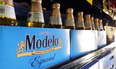 Bottles of Modelo Especial beer are displayed for sale in a grocery store on June 14